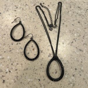 Lia Sophia “Tina”  Black Crystal Teardrop Jewelry Set